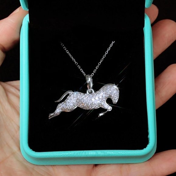 🎁 Horse Zircon Full Diamond Silver Plated Dainty Necklace for Women, EVG… - Picture 5 of 6